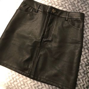 Faux black leather skirt